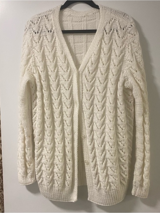 Sweaters - Cream Cable Knit Sweater Cardigan